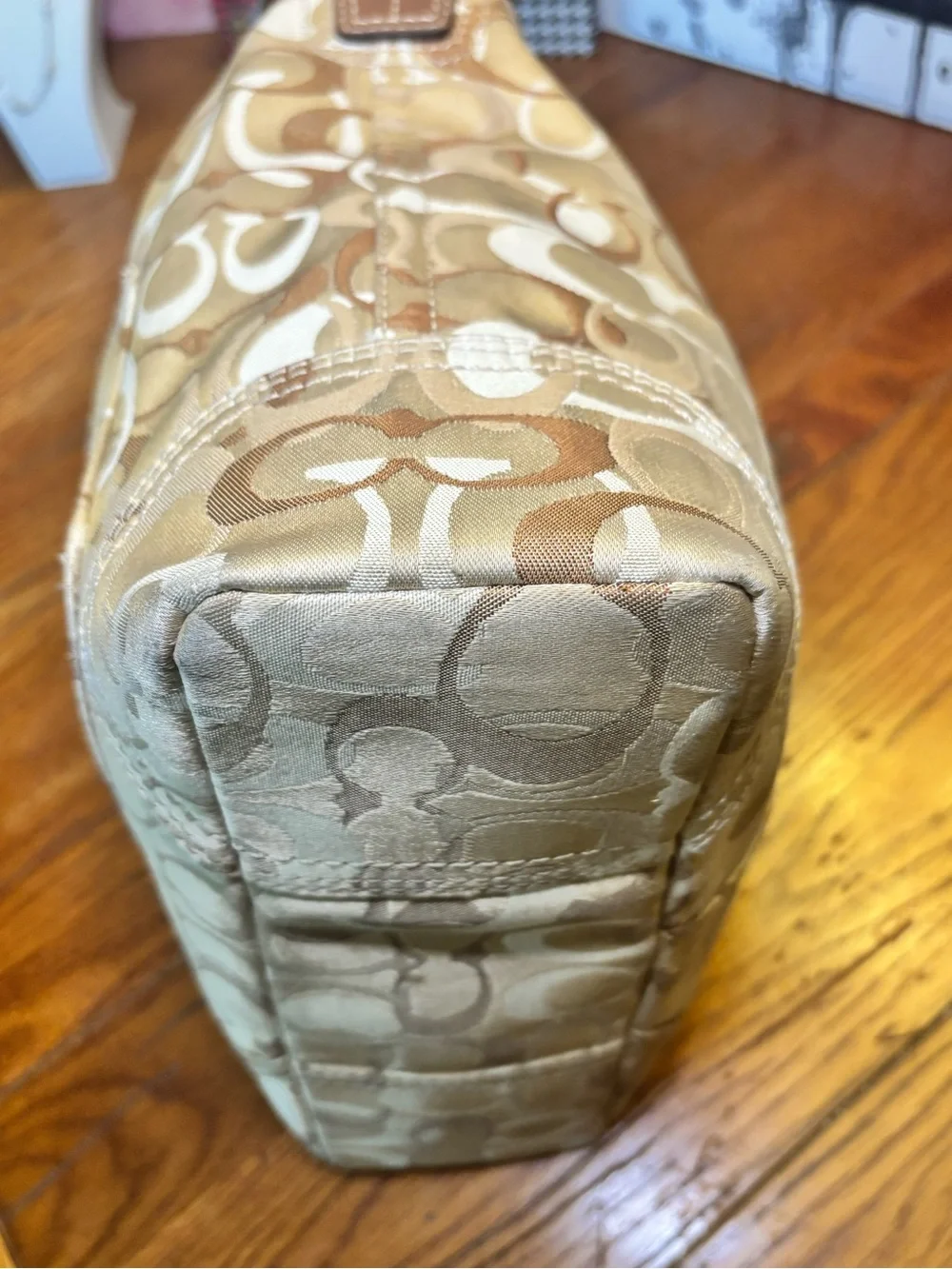 Y2K Coach Chelsea Optic Signature Hobo Bag #10991 Tan Brown